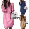 Women Winter Loose Dress Knee-length Dress Women Long Sleeve Autumn Turtleneck Warm Knitted Sweater Knee-length Dress