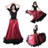 Полиэстеровые костюмы для танца живота Большая юбка с большим взмахом Модное танцевальное платье для танца пасодобль Танец