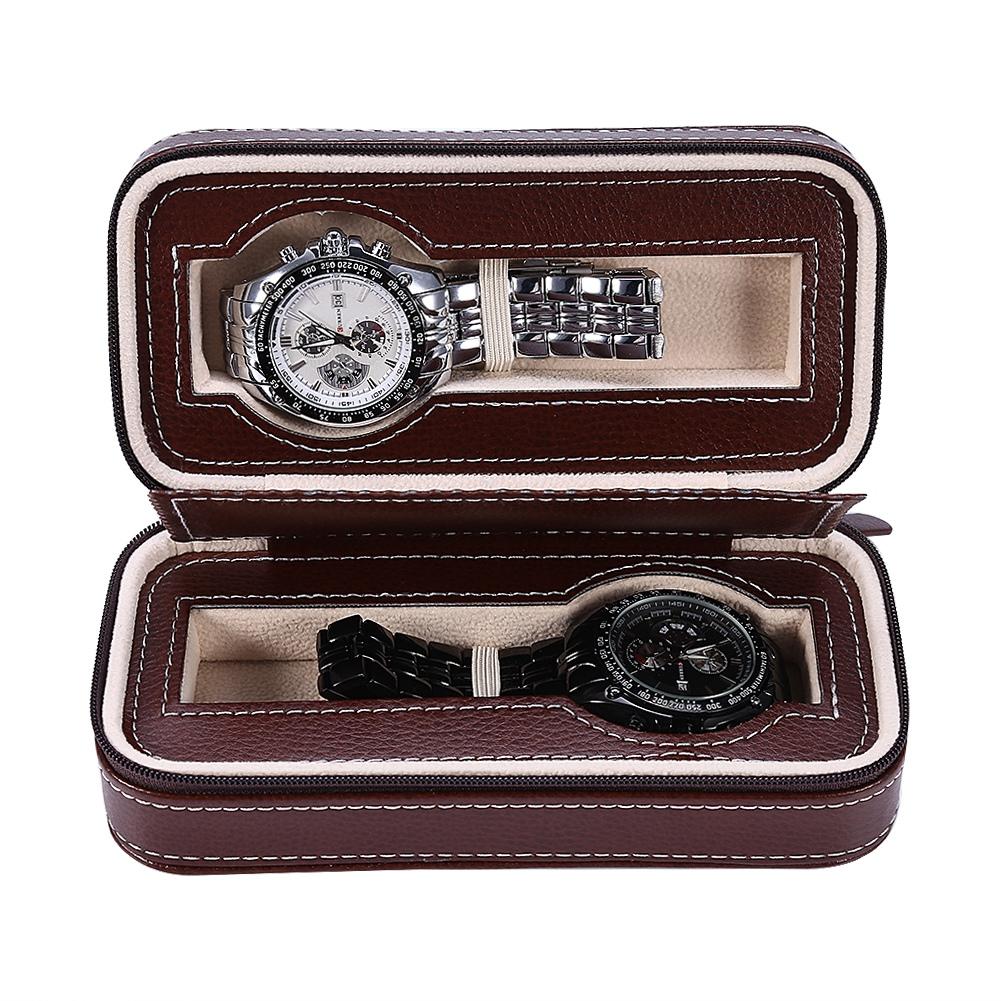 2 слота держатель для парных часов чехол для наручных часов на молнии коробка для хранения органайзер