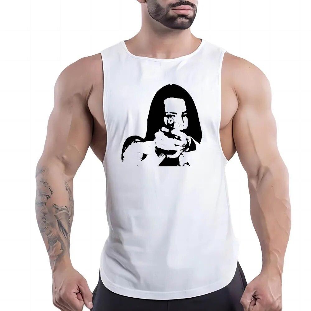 Летняя мода, повседневная мужская баскетбольная спортивная одежда, разноцветный жилет, быстросохнущий топ с 2d принтом персонажей мультфильма, стильный топ