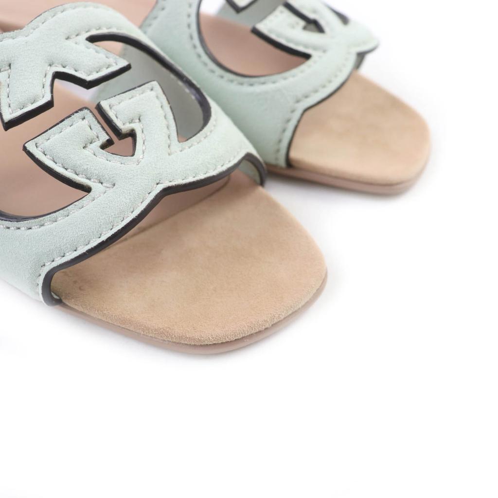 GUCCI Sandals Interlocking G Mint green Suede leather Women 36 Used