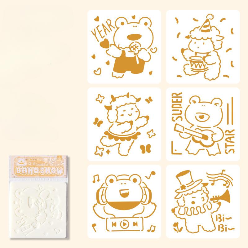 6 шт./набор цветочных трафаретов-бабочек для настенного скрапбукинга, небольшой креативный дизайн, декор своими руками, трафареты для живописи и декора