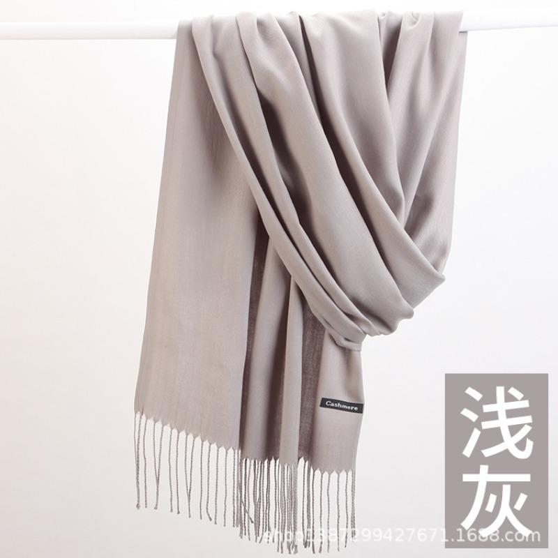 Solid Color Cashmere Bristle Scarf Women's Autumn and Winter Warm Versatile Gift Shawl Factory