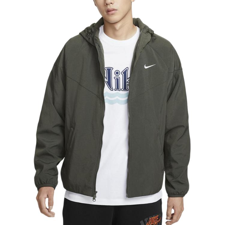 Nike Windrunner FW24 Спортивная Повседневная Куртка с Длинным Рукавом Мужская Куртка Военно-Зеленая HV1065-007