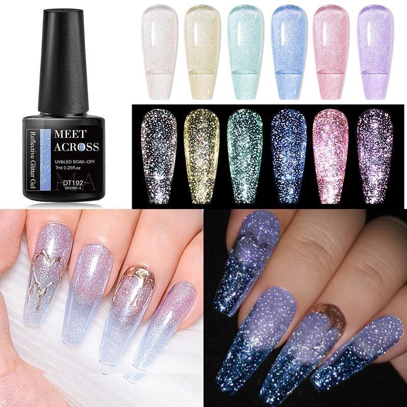 MEET ACROSS 7 мл Светоотражающий блестящий гель-лак для ногтей Летний яркий цвет Soak Off Полуперманентный дизайн ногтей УФ-светодиодный лак для ногтей