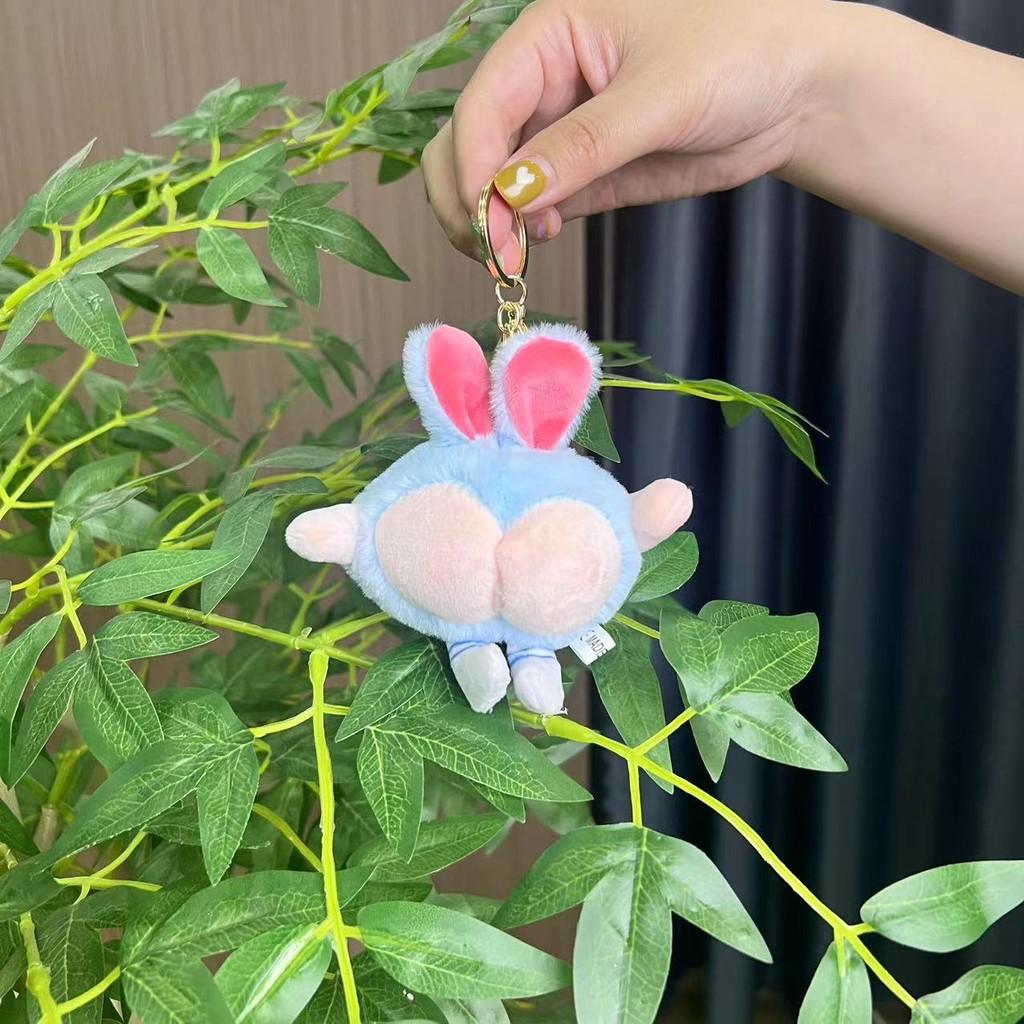 Персиковый Пушистый Плюшевый Брелок в Виде Заячьих Ушек Милый Дизайн Собаки Забавный Аксессуар Для Сумок