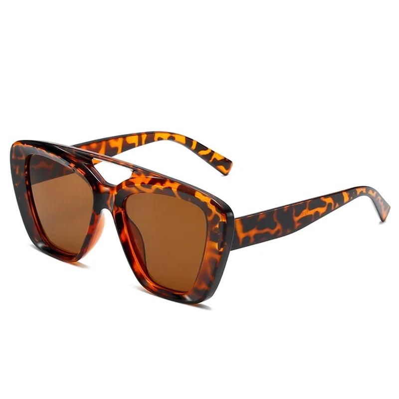 Summer New Large Frame Double Beam Sunglasses High Texture Fashionable Personalized Outdoor Uv400 Protection Sunglasses