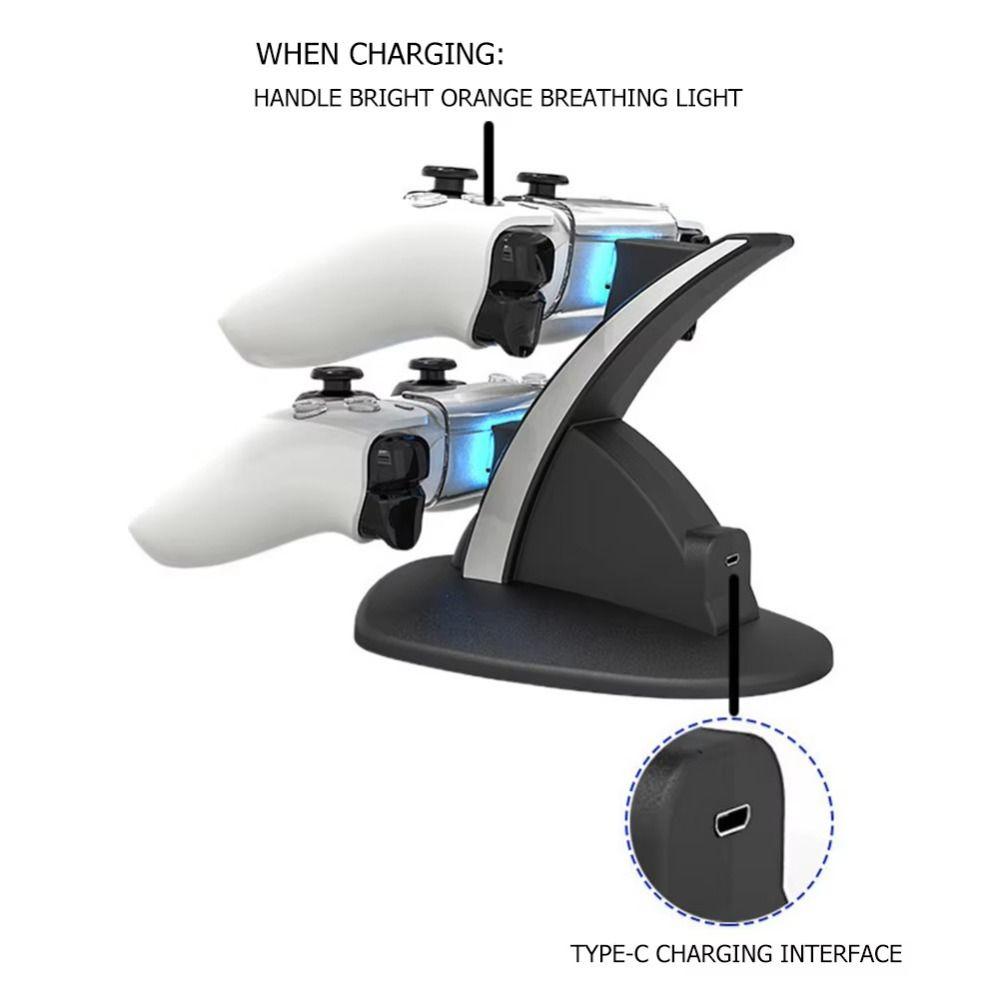 Light Indicator Wireless Joystick Charging Base Dual Controller Stand for Sony Playstation 5