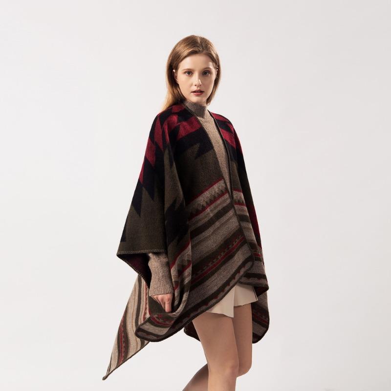 Женский осенне-зимний удлиненный модный шарф-шаль двойного назначения для путешествий, кемпинга, теплый, двусторонний, имитация кашемира, кейп