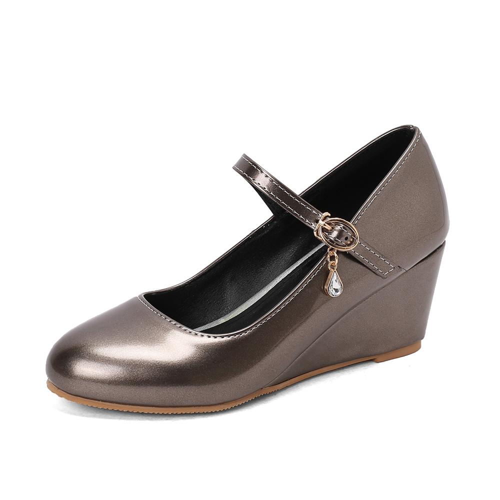 Мода 2025 Весна Босоножки на танкетке с ремешком на щиколотке и пряжкой Женская обувь Высота каблука Офис Вечеринка Свадебная обувь Повседневные женские туфли-лодочки Zapatos Mujer