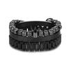 European and American zircon crown woven bracelet set, Roman letter stainless steel strap chain men's bracelet three-piece set