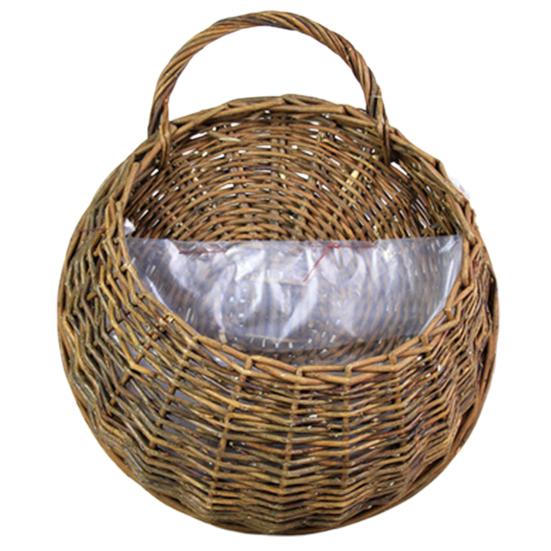 1 Set Plant Basket Handmade Weaving Multi-Function Rattan Wall Fence Hanging Pot Plants Holder for Garden