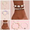 2PCS Shell Rice Beads Anklets Set Braided Rope  Fashion   Girl