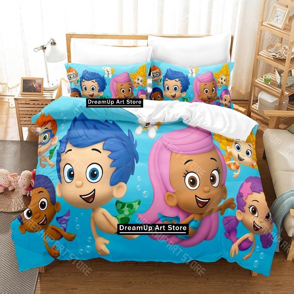 3D Printed Bubble Cartoon Guppies Bedding Set for Boys Girls Duvet Cover And Pillowcase Twin Queen King Full Single Double Sizes