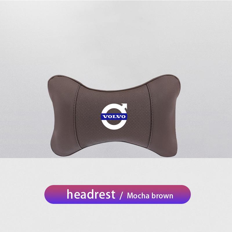 AABAL1 Leather Car Seat Headrest Memory Foam Comfort Neck Pillow Auto Interiors For Volvo Rdesign XC60 XC40 V60 V40 EX30 XC90 S60 V50