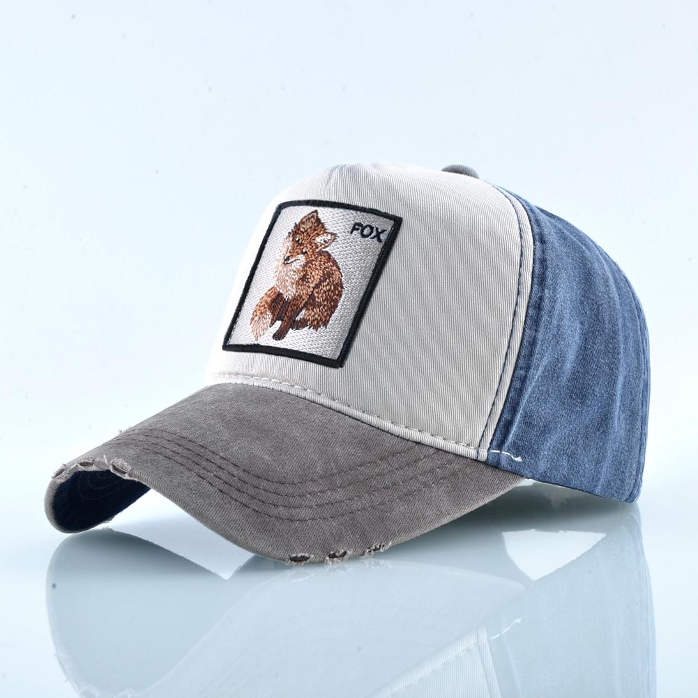 Snapback Папа Шляпы Мужская модная бейсболка с вышивкой лисы Женская уличная дышащая хлопковая кепка с козырьком
