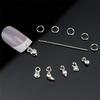 13Pc Silver Plated Nail Pendant Crystal Women Jewelry Decoration Manicure Tools