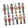 12 Pieces Nutcracker Figurines Wooden Statues Christmas Decoration Sculpture Home Decor