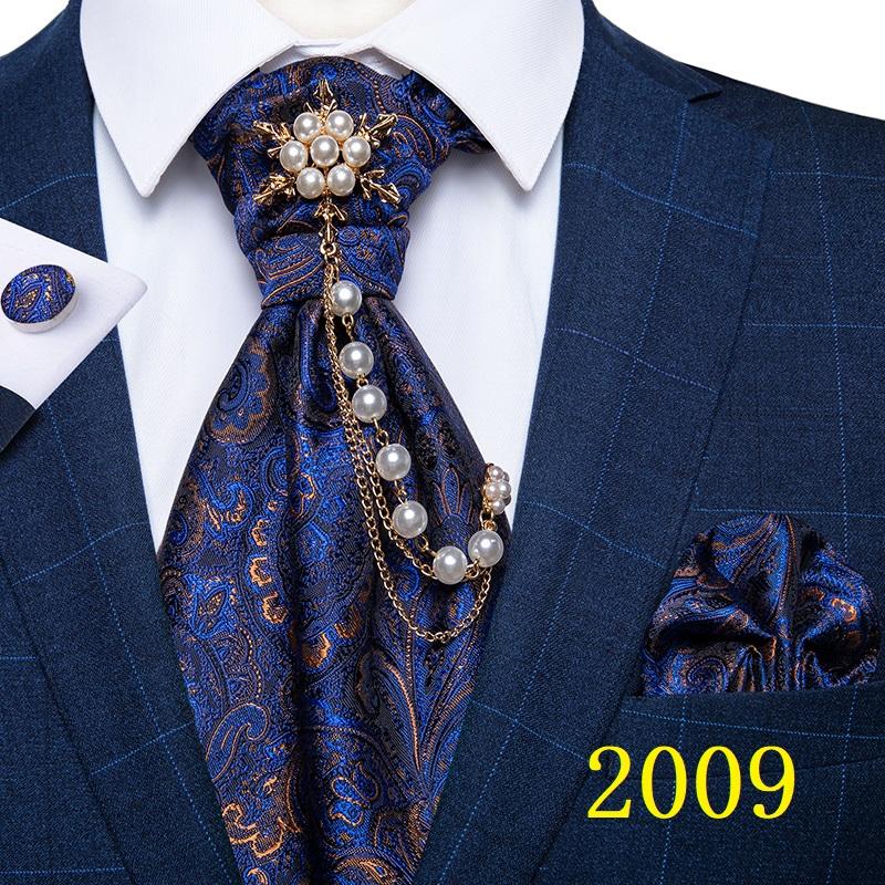 Винтажный свадебный галстук с узором пейсли, формальный галстук Ascot Scrunch, джентльменский шелковый повседневный шарф из полиэстера, галстук с булавкой-брошью