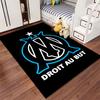 Black Carpet with Blue Logo suitable as a non-slip mat for the living room or bedroom sofa