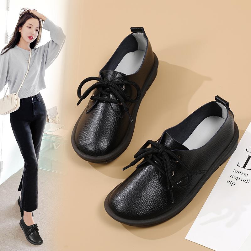 Женские топсайдеры, кожаные удобные туфли на плоской подошве для вождения, повседневные прогулочные туфли больших размеров, минималистичная обувь для беременных, женские демисезонные полуботинки