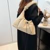 Casual Fabric Single Shoulder Messenger Bag Women's Padded Cotton Knotted Shoulder Strap Handbag Cotton-filled Drawstring Tote Bag