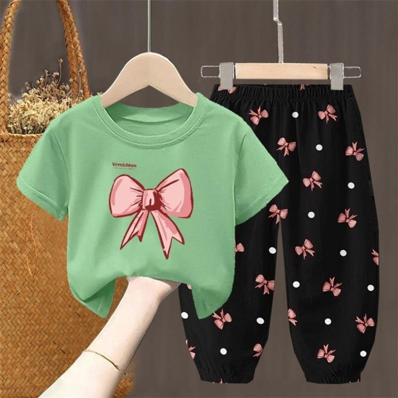 2Pcs/Set Summer Sets Children's Clothing Girls Kids Toddler Clothes Cute Fashion T-shirt Top + Pants Baby Girl Clothes