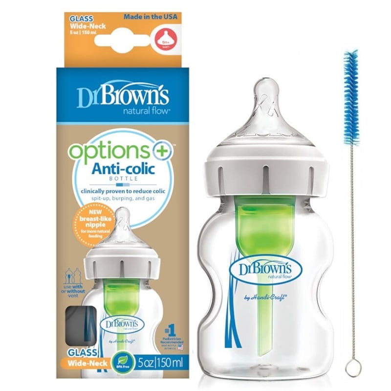 Dr Brown's Anti-Colic Wide Neck Glass Baby Feeding Bottle Options+ 150 Ml