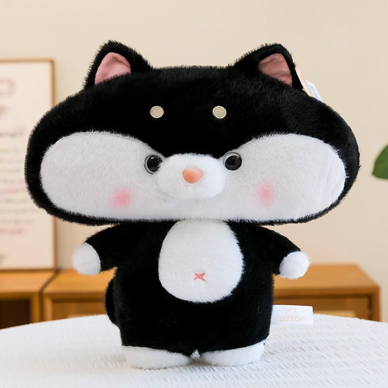 Soft Plush Squirrel Cat Raccoon Stuffed Animal Pillow Kids Adults Cozy Sleep Companion 35x40cm Short Pile
