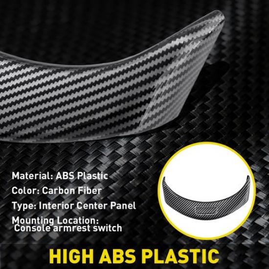 Center Armrest Box Switch Panel Fit Benz C250 C300 C350E 2015- Carbon Fiber