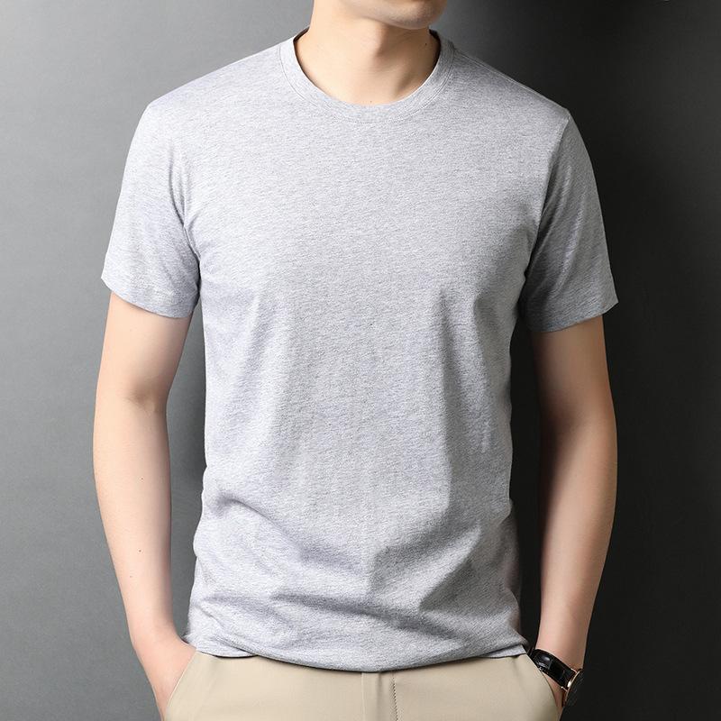 Summer New Solid Color Short-sleeved T-shirt for Young Men, Fashionable Cotton Thin Breathable Round-neck T-shirt