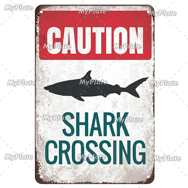 [MaPalte] Винтажный Предупреждающий Металлический Знак Акулы Жестяной Знак Украшение Табличка Домашний Настенный Декор Знак для Бара Домашний Декор Постер Дропшиппинг