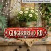 2D Flat, 1pc, 3.94 X 15.74 Inches Aluminum Decorative Sign - Vintage "Welcome To Gingerbread Rd" Aluminum Street Sign - Rustic Metal Wall Decor for