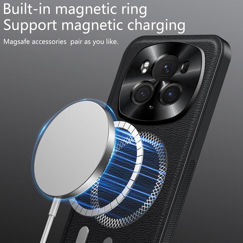 Для Honor Magic 6 и Magic 6 Pro Чехол Магнитный Элегантный Кожаный Износостойкий Объектив Полностью Закрытый Нескользящий Защита Края Рамка