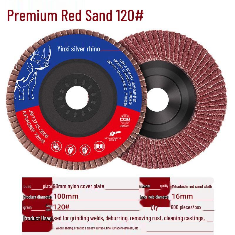 Silver Rhino Thickened Flap Disc: Stainless Steel & Metal Angle Grinder Polishing Wheel with Calcined Abrasive Cloth.
