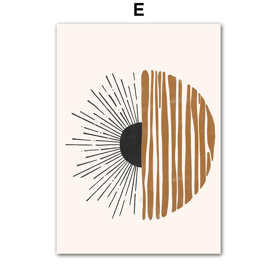 Leaves Sun Line Geometry Boho Wall Art Posters And Prints Abstract Nordic Gallery Canvas Painting Pictures For Living Room Decor