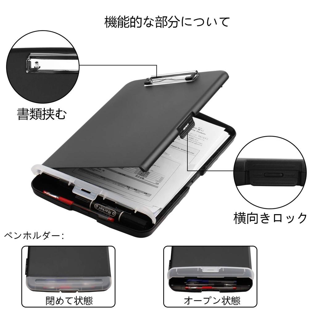 SFLHHDM Clipboard A4 Clip File A4 Binder A4 Multifunctional File Board Writing Pad Bifold Document Case Memo Pad Folder File Plastic Case with Pen