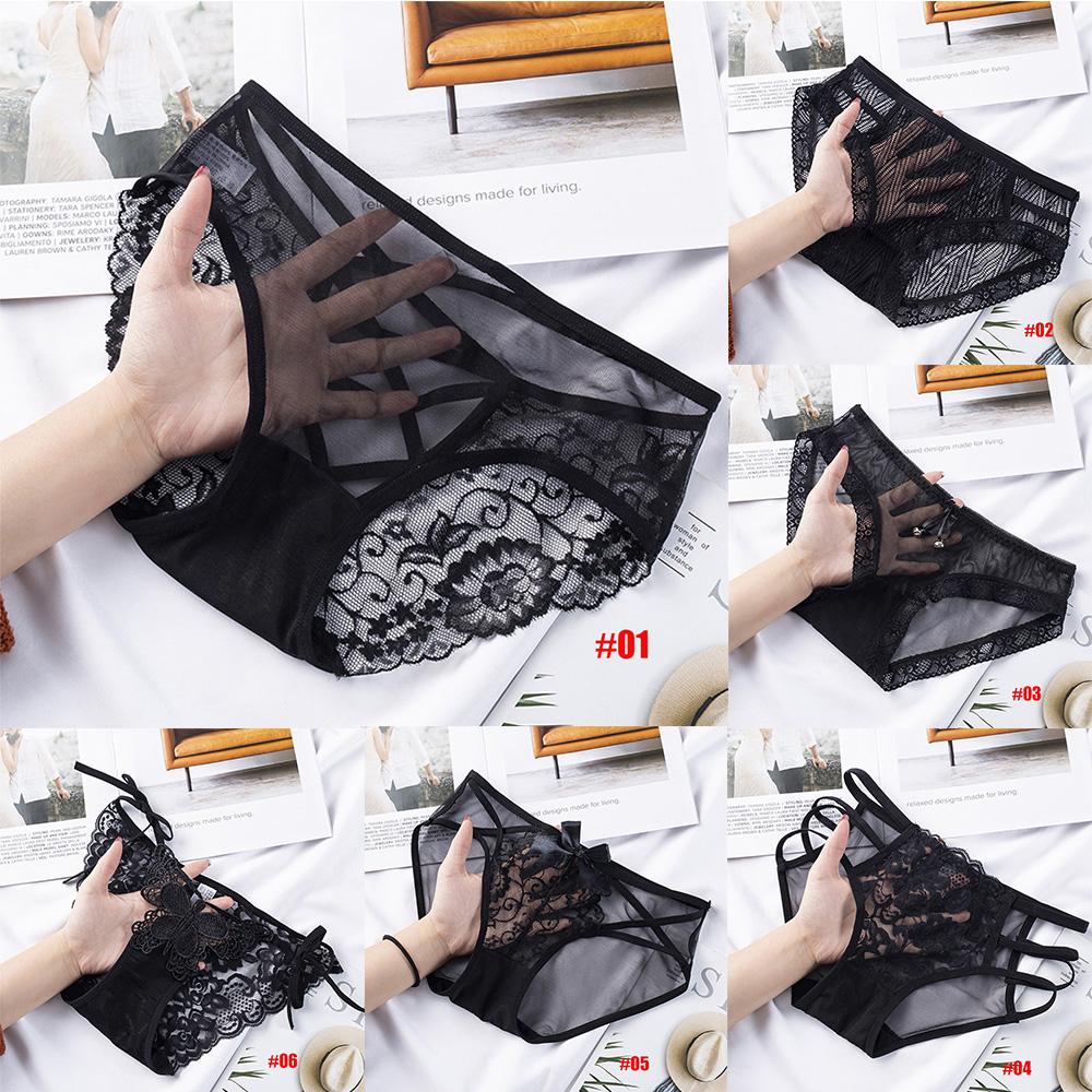 Seamless Fashion Hoolow Transparent Low waist Mesh Lingerie Sexy Briefs Lace Panties