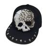 Unisex Punk Skull Baseball Cap With Rhinestone Studs Hip Hop Flat Brim Hat Streetwear Dance