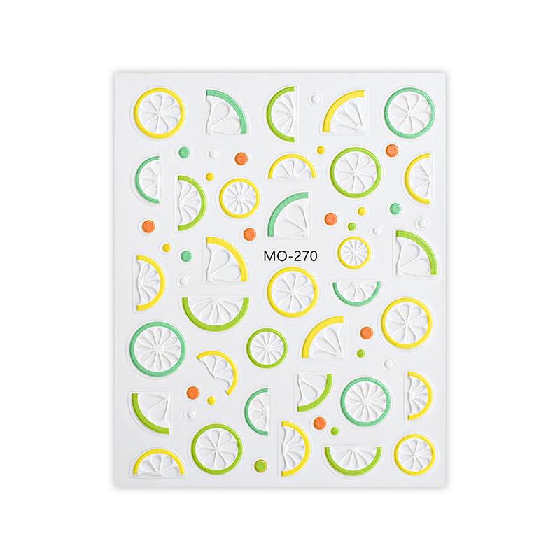 Лимон Вишня Клубника Сделай сам 5D Мягкий Тисненый Рельеф Самоклеящиеся Украшения для Ногтей Наклейки Декаль