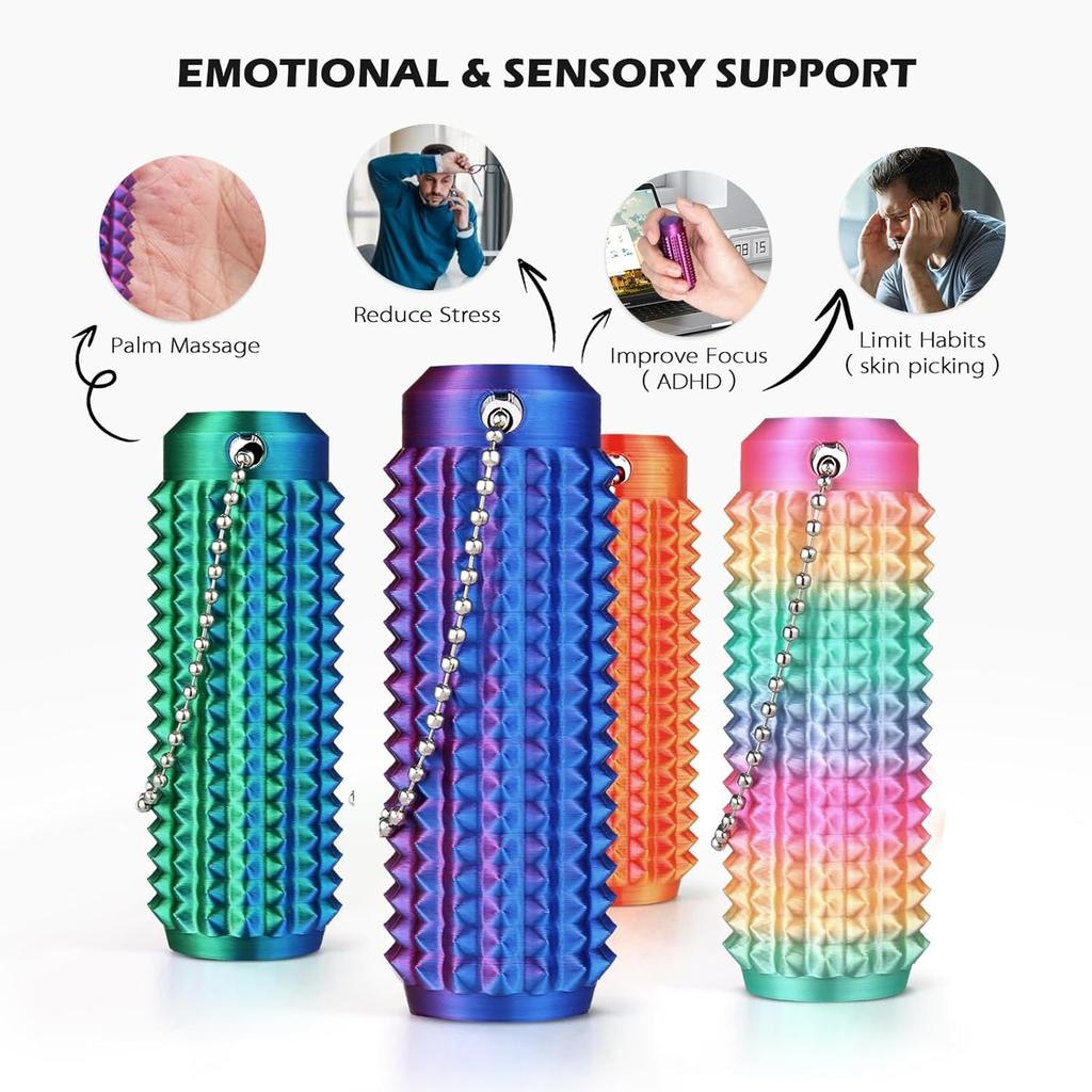 Pain Stim Fidget Anxiety Relief 3D Printed Spiky Grippie Stim Keychain for Stress Relief & Focus, Novelty Gift for Adults & Teen