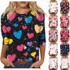 Футболка женская с рукавом 3/4, повседневная футболка с принтом ко Дню святого Валентина, джемпер с круглым вырезом