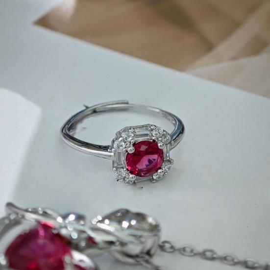 Комплект украшений в виде сердечек из красного циркония с ожерельем и серьгами из стразов, комплект колец, романтические аксессуары на день рождения, подарок на День святого Валентина