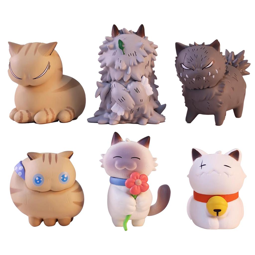 AAGWW Фигурки кошек Капсульная игрушка Гачапон Игрушка-персонаж Милый подарок Бездомный Набор из 6 штук, Игрушка, Набор, Декоративный, Фигурка, (Бродячий кот)