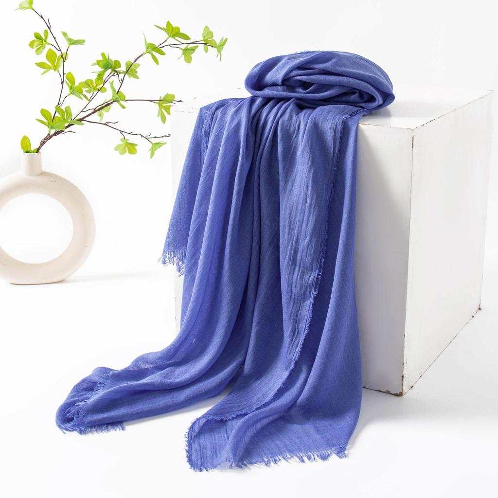 Spring and summer sunscreen scarf imitation cotton and linen solid color simple shawl women's high-end silk scarf yarn headscarf women's cross-border