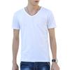 Summer Men T-shirt Round Neck V Neck Short Sleeve Solid Color Soft Breathable Thin Pullover Slim Fit Simple Style Casual Men Top