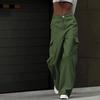 Women's Street Style Design Sports Pants Fashion Solid Color Female High Waisted Straight  Cargo Trousers