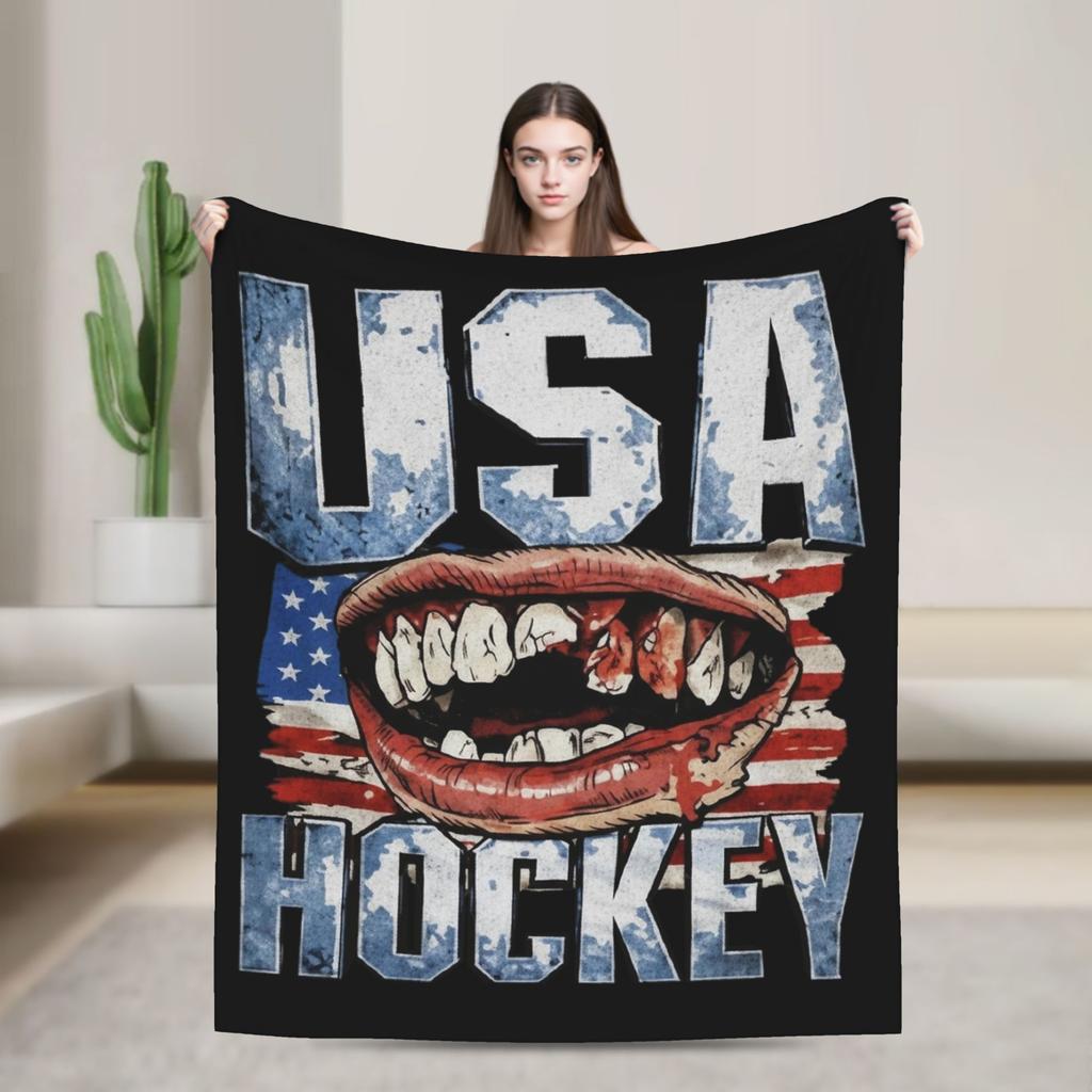 Jack Hughes USA Gold Medal Hockey Blanket Flannel Textile Decor Multi-function Warm Throw Blanket for Bedding Car Bedspread