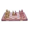 Раджастанская медная и золотистая антикварная отделка, складная шахматная доска (16" x 16" дюймов) - Набор латунных шахмат из 32 фигур - Для 2 игроков - Возраст 6+