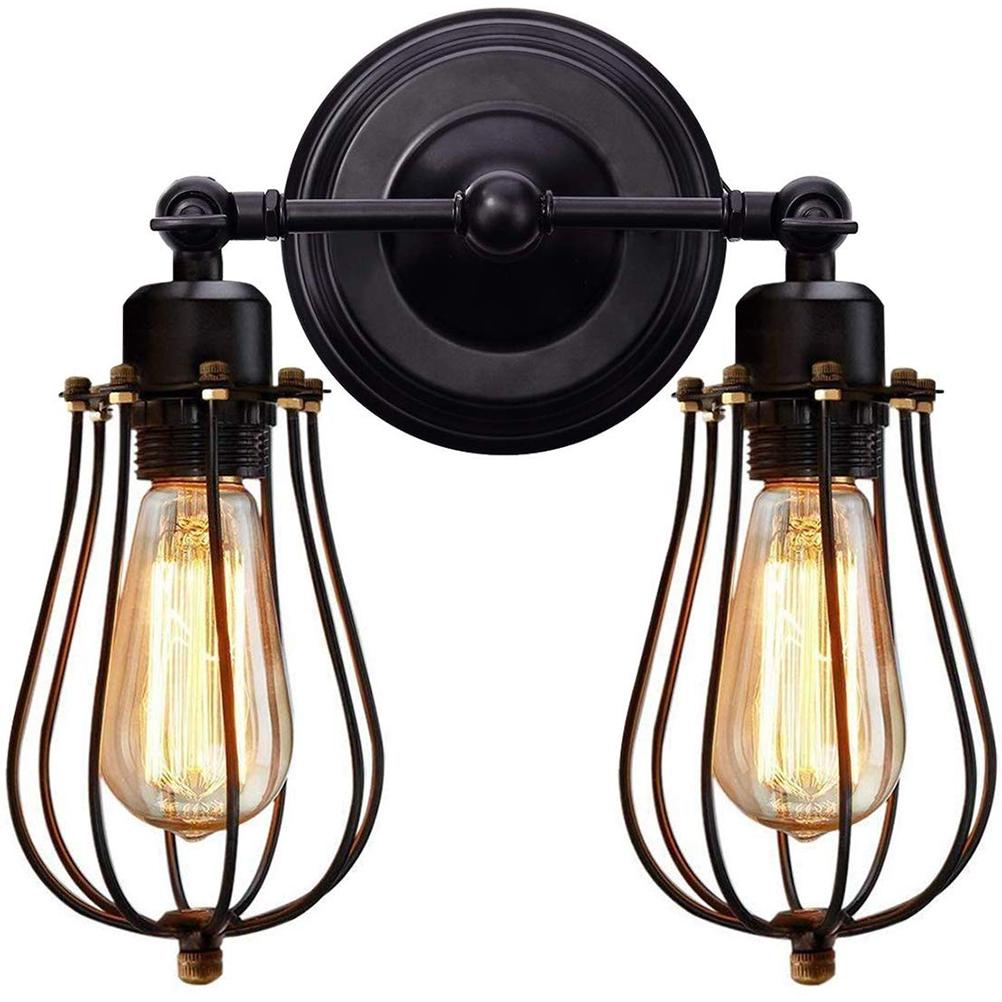 Double Head Wall Sconce Industrial Wire Cage Wall Light Vintage Style Wall Lamp